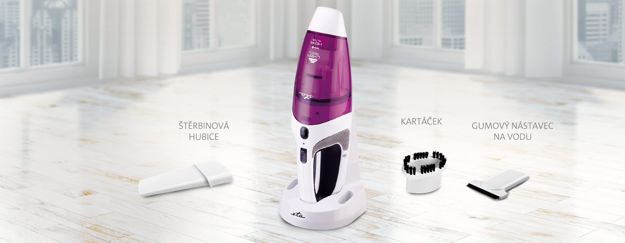 Akumulátorový vysavač ETA Verto Li-ion 10,8 V Wet & Dry 3442 90000_banner3