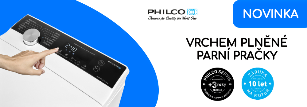 Nové vrchem plněné parní pračky Philco